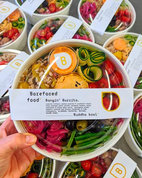 Barefaced Food® on Behance Prepared Food Packaging, Takeaway Food Ideas, Grab And Go Salads, Healthy Catering Ideas, To Go Food Packaging Ideas, Salad Box Ideas, Healthy Food Business Ideas, Salad Food Truck, Healthy Business Ideas