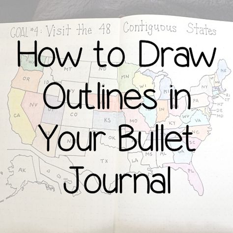 A Tutorial for How to Draw Outlines in Your Bullet Journal Bullet Journal Outline, Bullet Journal Topics, Bullet Journal Headers, Journal Topics, Planner Lettering, Bullet Journal How To Start A, Bullet Journal Tracker, Bullet Journal Hacks, Love Journal