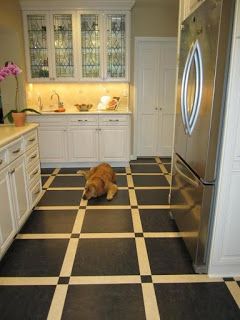 House Dreaming Linoleum Flooring Kitchen, Linoleum Kitchen Floors, Painting Linoleum Floors, Paint Linoleum, Laundry Craft Rooms, Linoleum Floors, Entrance Ideas, Linoleum Flooring, Basement Flooring