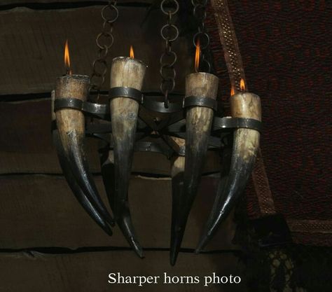 Viking Lamp, Viking Tavern, Viking Hall, American Fashion Style, Viking Party, Dungeon Room, Viking House, Viking Drinking Horn, Southwestern Home