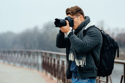 Man With Camera Aesthetic, Photographer Poses With Camera Men, Male Photographer Poses With Camera, Person Taking Photo With Camera, Men With Camera, Poses With Camera, Guy With Camera, Man With Camera, Personal Photoshoot