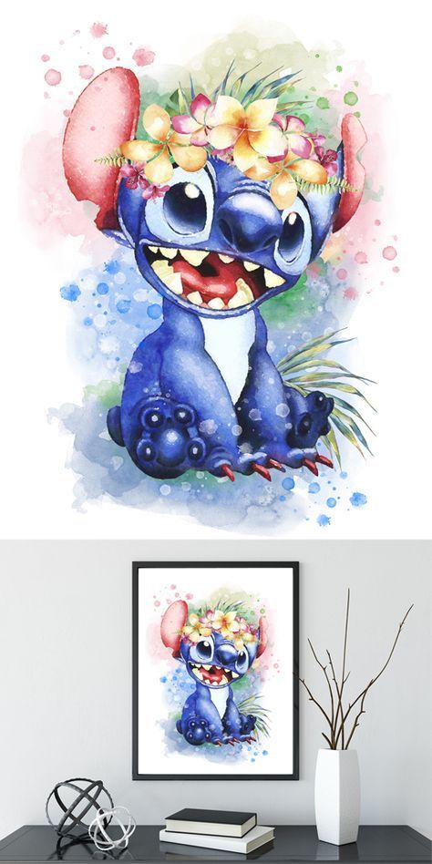 Stitch Lilo And Stitch, Ideas Watercolor, Stitch Tattoo, Lilo And Stitch Drawings, Disney Printables, Cute Disney Drawings, Stitch Drawing, Disney Art Drawings, Disney Phone Wallpaper