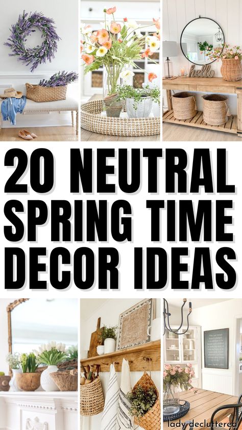 20 Neutral Spring Time Decor Ideas Neutral Mantle Decor, Spring Fireplace Decor, Spring Mantle Decor, Spring Mantel Decorating Ideas, Spring Mantle, Neutral Dining Room, Cozy Fall Decor, Home Decor Ideas Living Room, Home Decor Quotes