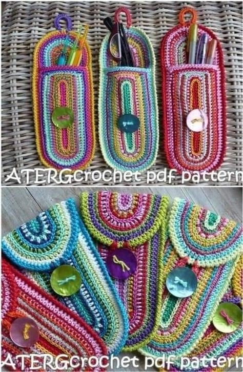 #ideas 
#crochet Crochet Scissors Case, Crochet Hook Case Tutorial, Crochet Hook Case Free Pattern, Crochet Hook Case Pattern, Crochet Eyeglass Cases, Crocheted Purses, Crochet Pencil Case, Crochet Hook Holder, Crochet Hook Case