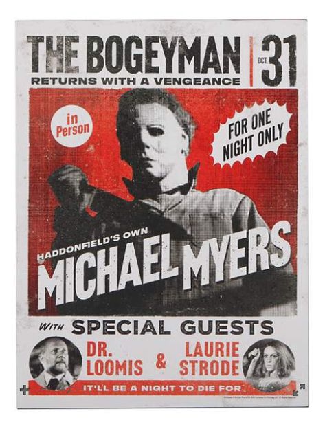 He has many nicknames like "The Shape" and "The Bogeyman" and everyone will know you're a fan of this slasher once you add this poster to your décor. Michael Myers Poster, Horror Movie Decor, Horror Vibes, Michael Meyer, Horror Drawing, Horror Gifts, The Boogeyman, Horror Posters, Horror Movie Art