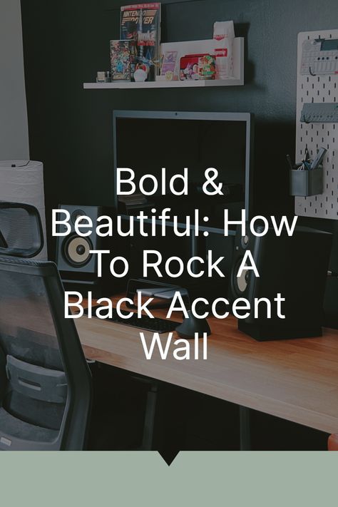 Bold & Beautiful: Master the art of black accent walls in your home! This guide offers creative ideas and tips for adding drama and sophistication to any room. Learn how to choose the right wall, balance with lighting, and harmonize with decor. Whether in a living room or bedroom, a black accent wall can be a stunning focal point, adding depth and modern elegance to your space. 🖤🏠 #BlackAccentWall #InteriorDesign #HomeDecor Black Accent Wall Living Room Decorating Ideas, Black Walls Office Design, Accent Black Wall Living Room, Black Accent Wall Decor Ideas, Black Accent Living Room Wall, How To Decorate A Black Wall, Black Accent Wall Office, Black Statement Wall, Black Accent Wall Living Room