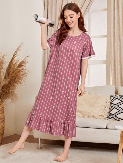 Home Dress Women Simple, Piyama Korea, Night Ware, Nighty Night Dress, Women Nightwear Dresses, Night Wear Dress, Cotton Night Dress, Home Dress Women, Sleepwear Dress