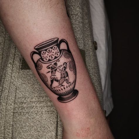 Greek Urn Tattoo, Ancient Vase Tattoo, Ancient Greek Vase Tattoo, Grecian Vase Tattoo, Greek Pot Tattoo, Roman Vase Tattoo, Greek Pottery Tattoo, Grecian Tattoo, Amphora Tattoo