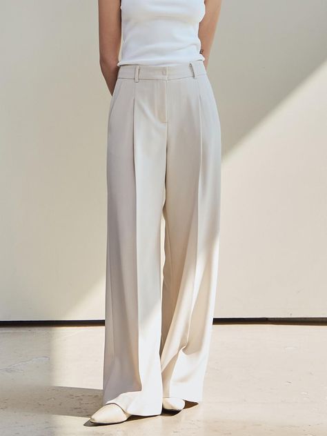 Soft and drapery, these relaxed fit pants have wide, straight silhouette in maxi length. They are accentuated with detachable strap belt detail at waist.    - Intended for a loose fit - Classic button and hook closure - Voluminous single tuck detail through front - Simple, minimalistic mood  - Versatile styling with various items Pants Photoshoot, Florida Outfits, Relaxed Fit Pants, London Trip, Photoshoot Concept, W Concept, Loose Pants, Wide Pants, Fit Pants