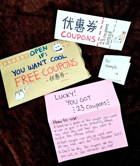 Coupons For Best Friend Gift Ideas, Open When Bored Letter, Open When You Feel Romantic, Handmade Coupons For Boyfriend, Coupon For Friend, Open When You Want To Open A Letter, Card Inserts Ideas, Open When Letters To Best Friend, Best Friend Coupons Ideas