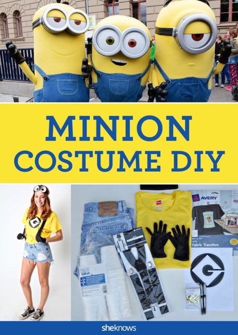 How to make a Despicable Me minion costume that’ll win Halloween – SheKnows Minions, Minion Diy Costume Last Minute, Minion Costumes For Adults, Simple Minion Costume, Teacher Minion Costume, Minion Diy Costume Woman, Minion Halloween Costumes Diy, Easy Minion Costumes Diy, Womens Minion Costume