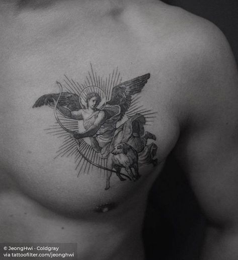 Artemis Tattoos, Artemis Tattoo, Cherub Tattoo, Explore Tattoo, Angel Tattoo Designs, Mythology Tattoos, Greek Tattoos, Gothic Tattoo, Side Tattoos