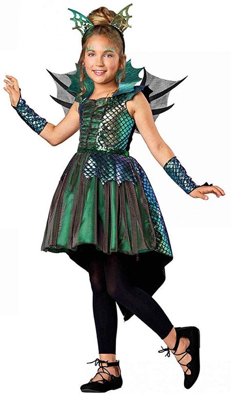 Amazon.com: Seasons Direct Halloween Girls Deluxe Dragon Costume (S(4-6)) Green: Clothing Dragon Costume Kid, Dragon Witch Costume, Dragon Princess Costume, Diy Dragon Costume Kids, Girl Dragon Costume, Adult Dragon Costume, Dragon Costume Diy, Dragon Queen Costume, Dragon Halloween Costumes