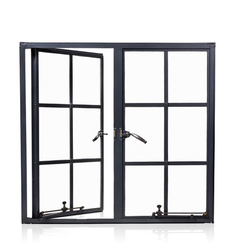 Black Metal Window Frames, Steel Windows Design, Window Sitting Ideas, Karoo Cottage, Iron Window Design, Steel Window Design, Steel Frame Windows, Sliding Glass Windows, Architecture Windows