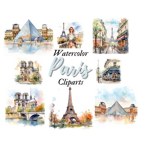 French Clipart, Paris Png, Paris Scrapbook, Watercolor Paris, Paris Clipart, Travel Clipart, Paris Themed, Beautiful Paris, Paris Theme