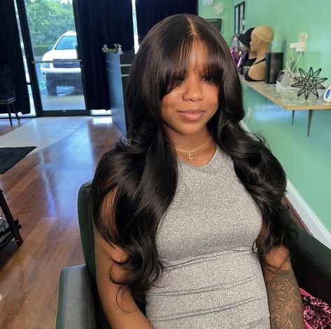 Middle Part Styles Black Women, Curtain Bangs Closure, Layered Closure Wig, Curly Hair Extensions Hairstyles, Highlights On Brown Hair Straight, Closure Quick Weave Hairstyles, Wigs Hairstyles For Black Women, Blonde Highlights On Brown, Straight Lace Wigs