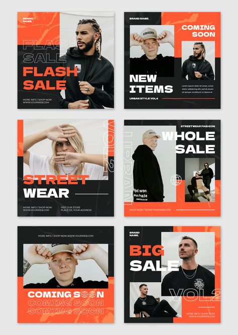 6 Streetwear Instagram Post Templates PSD Clothes Instagram Post Design, Instagram Post Design, Design Writing, Urban Design Graphics, Social Media Branding Design, Illustrator Design Tutorial, Media Branding, Illustrator Design, Graph Design