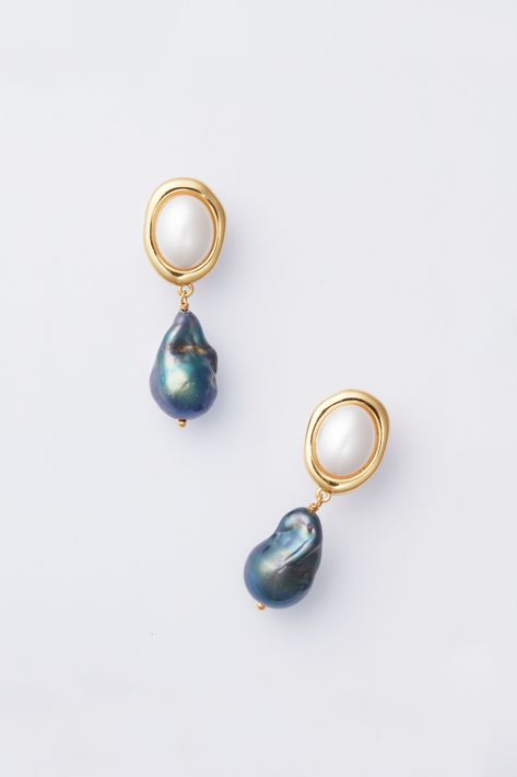 Midnight Pearl Drop Sloane Earrings Resin For Beginners, Diy Resin Coasters, Bright Earrings, Blue Pearl Earrings, Chunky Necklaces, Freshwater Pearl Jewelry, Garnet Jewelry, Freshwater Pearls Earrings, Jewelry Lookbook