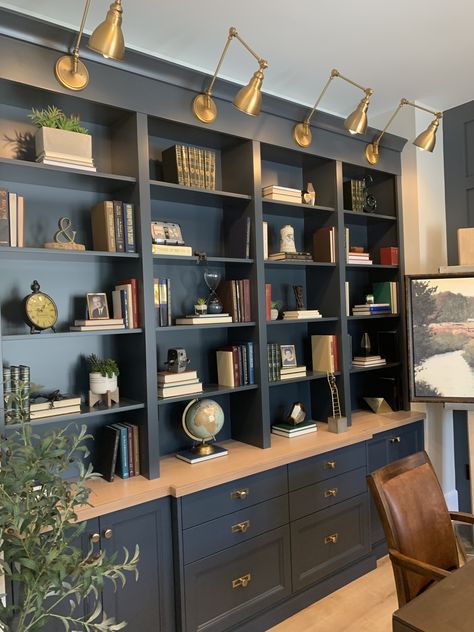 Foyer Library, Collector Room, Pub Bathroom, Library Vibes, Farm Office, Office Built Ins, Built In Shelves Living Room, Home Office Library, Mini Library