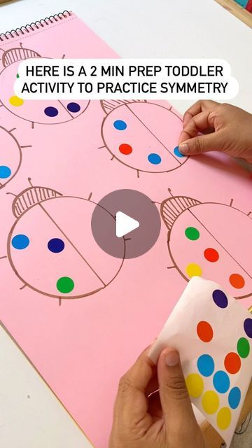 Chris Anna | Minimal effort  Craft, Play activities on Instagram: "Quick and fun toddler journal activity! 🐞 

This one took just 2 minutes to prep. I drew a few ladybugs, placing different dot stickers on one side of their wings and leaving the other side blank. My toddler then observed and matched the dot stickers on the other wing, practicing symmetry.

This simple activity is fantastic for developing observation skills, fine motor skills, and an understanding of symmetry. It’s also a great way to engage your toddler in a creative and educational task without needing a lot of time or materials. The process of observing, matching, and placing the stickers helps enhance their concentration and hand-eye coordination, making it both fun and beneficial.

Follow along for more such minimal p Dot Sticker Activities For Toddlers, Sticker Activities For Toddlers, Toddler Journal, Symmetry Activities, Coordination Activities, Dot Stickers, The Dot, Kids Fun, All Kids