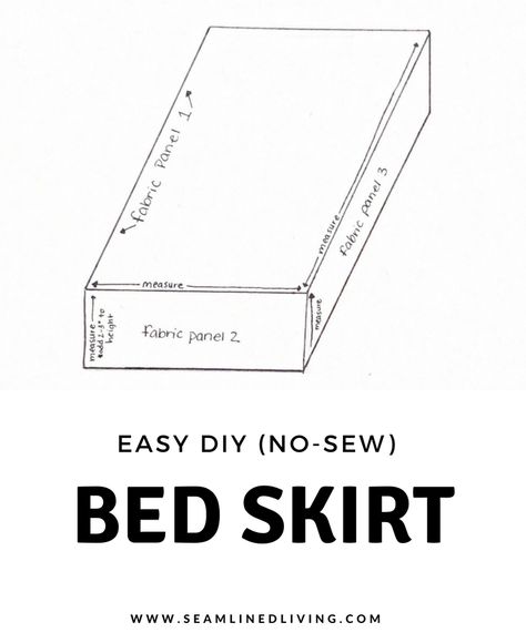 Try this quick and easy, no-sew bed skirt project! #bedroomdecor #nosew #diyhomedecor #easydiy Dorm Room Bedding, Diy Bed Skirt No Sew, Bed Skirt Diy, Bedskirt Tutorial, Bed Skirt Alternative, Diy Bed Skirt, Diy Loft Bed, Perfect Bed, Sewing Fun