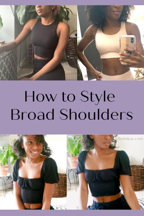 Outfits For Wide Shoulders, Style Broad Shoulders, Broad Shoulder Women Outfits, Broad Shoulder Women, Dresses For Broad Shoulders, Inverted Triangle Fashion, Triangle Body Shape Outfits, Inverted Triangle Outfits, Off The Shoulder Top Outfit