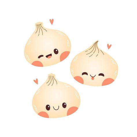 Siopao Cartoon, Cute Dumpling Cartoon, Dumpling Drawing, Japanese Food Drawing, Dumpling Illustration, Dumpling Art, Kawaii Dumpling, Cute Japanese Food, Cute Cartoon Food