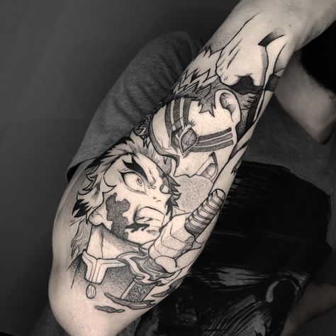 Akaza Tattoo Ideas, Tattoo Ideas Printable, Akaza Tattoo, Anime Sleeve Tattoo, Rengoku Vs Akaza, Anime Tats, Shen Long Tattoo, Slayer Tattoo, Best Tattoo Ever