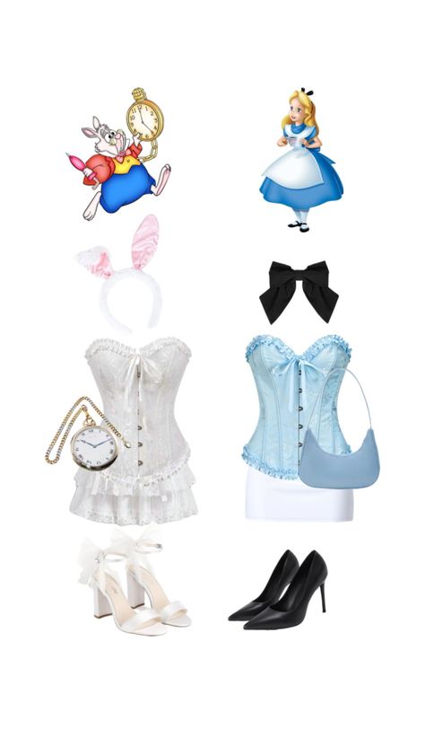 #aliceinwonderland #whiterabbit #duo #halloweencostume #matchinghalloweencostumes Rabbit Halloween Costume, Corset Halloween Costumes, White Rabbit Costumes, Rabbit Halloween, Halloween Duos, Amazing Halloween Costumes, Alice Costume, Classy Halloween Costumes, Matching Halloween Costumes