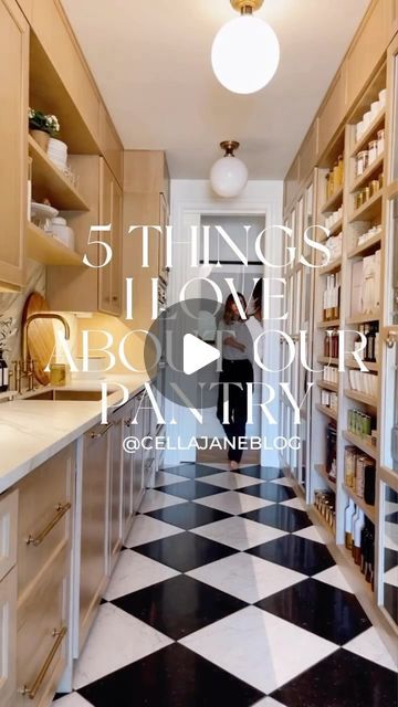 Becky Hillyard // Cella Jane on Instagram: "5 Things I Love about my pantry. 🖤 resharing for the new year! 
#kitchendesign #pantrydesign #pantryorganization #pantry" Entryway And Kitchen Combo, Dishwasher In Pantry, Custom Home Must Haves Kitchen, Pantry Butler Pantry, Cella Jane Pantry, Butler Pantry Design Ideas, Pantry With Sink And Fridge, Butlers Pantry With Oven, Kitchen At Front Of House