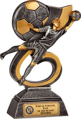 This striking goalkeeper trophy is made from high-quality resin and features silver & gold detailing. The design incorporates a 3D gold goalkeeper figure wearing a silver kit and diving for a football. It is set on a swerve shaped stand against a football backdrop. It's available in 1 size and measures 17.5cm tall. The trophy can be customised for FREE to include your club badge and the text of your choice. View all of our goalkeeper trophies for more designs. Football Backdrop, Football Event, Football Trophy, Ter Stegen, Award Plaques, Football Trophies, Team Badge, Trophy Design, Stage Set Design