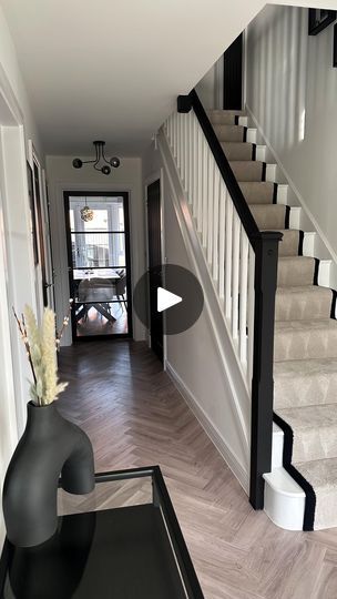 238K views · 9.5K reactions | Some things we did to our new build…

▪️Stair runner 
▪️Painted our doors black
▪️Painted our banister
▪️Glass doors
▪️Media wall
▪️Black shutters

#bellway #bellwayhomes #bellwaynewbuild #bellwayhomesnewbuild #mybeautifulbellway #bellwayhome #newhouse #newhousebuild #newhome #housebuild #homeaccounts #homeaccountuk #homeaccount  #homesweethome  #houselove #diyhomedecor #homesofinsta #newbuildjourney #realhomesofinstagram #housetohome #neutraldecor #monochromedecor #monochromehome #monochromehomes #stairrunner #mediawall #blackdoors #blackshutters #glassdoor | Nicola - The Monochrome Manor | johnviolinist · Original audio Monochrome Hallway, Bellway Homes, Black Cladding, Monochrome Decor, Remodel Basement, Black Shutters, Diy Interior Decor, Kids Basement, House Extension Design