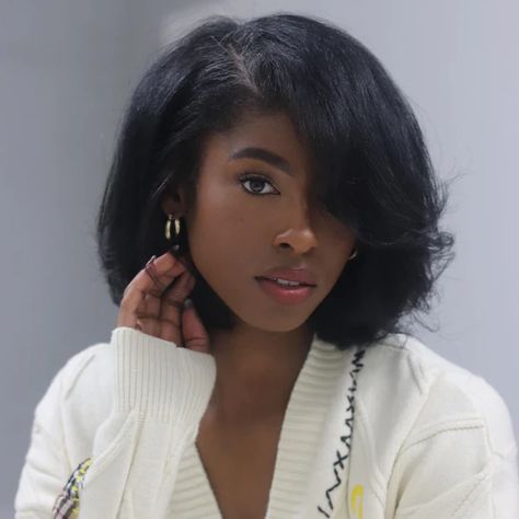 Bob Black Women, Fluffy Bob, Bob Black, Pelo Afro, Hair Lace Front, Short Wavy, Short Bob Wigs, Front Lace Wigs Human Hair, Straight Human Hair