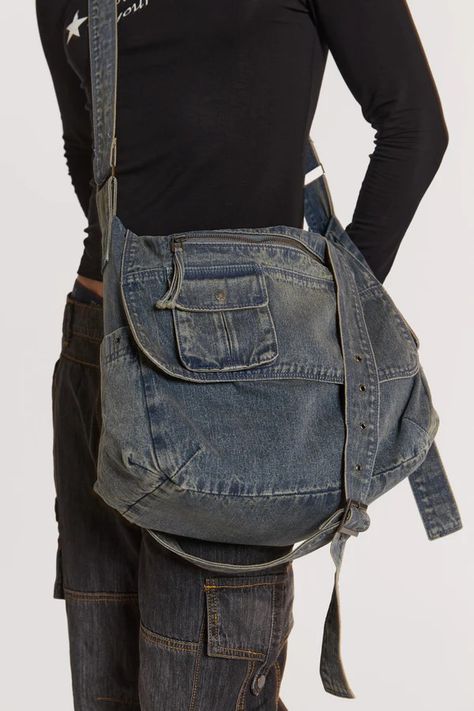 Denim Messenger Bag, Denim Cargo, Jaded London, Jeans Bag, Cargo Pocket, Bag Light, Instagram Photography, Denim Bag, Bag Style