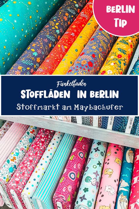 Auf dem Stoffmarkt Berlin in Neukölln kannst du an 3 Tagen die Woche super günstigen Stoff und Nähbedarf kaufen. Riesige Auswahl an unterschiedlichen Stoffen Diy Workshop, Sewing Fabrics, Sewing Hacks, Berlin, Sewing, Fabric, Patchwork