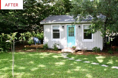 Before and After: This Backyard Shed Turned Tiny House for $15,000, now AirBnB Quito, Shed Turned Tiny House, House With Backyard, Guest House Shed, Converted Shed, Tiny Guest House, Casita Ideas, Home Renovation Costs, Backyard Guest Houses