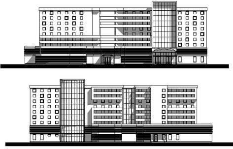 The Architecture Design of Hotel Elevation dwg file - Cadbull Hotel Project Architecture, Hotel Elevation, Hotel Architecture Design, Hospital Design Architecture, Architecture Design Presentation, Hotel Facade, School Building Design, Architecture Design Process, Urban Design Architecture