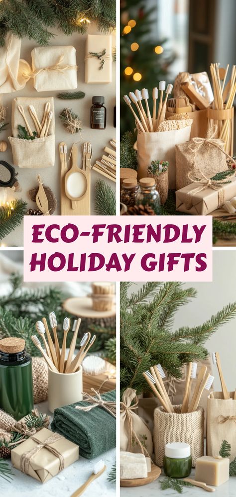 Explore unique green Christmas gift ideas. The pin showcases four images of eco-friendly items, perfect for a sustainable holiday season. Get inspired by these thoughtful, environmentally conscious gifts. Eco Friendly Ideas, Eco Friendly Holiday, Environmental Awareness, Green Gifts, Organic Products, Eco Friendly Gifts, Celebrate Christmas, Green Christmas, Eco Conscious