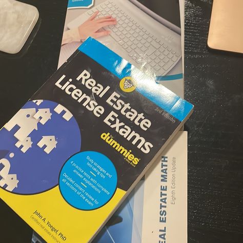 This Helps You Pass The National Portion Which All States Have To Take. Real Estate Exam Book Bundle Of 3. Real Estate License For Dummies Has Minimum Pages Of Highlights And Was Rarely Used. Mastering Real Estate Math Eight Edition Is In Brand New Condition. Guide To Passing The Amp Real Estate Exam Is In Good Condition With Some Highlight Pages But Not Much And A Bent Front Cover. Real Estate Owner, Real Estate School Aesthetic, Pass Real Estate Exam, Real Estate License Aesthetic, Realtor School, Real States, Real Estate Test, Real Estate Books, Real Estate Agent License