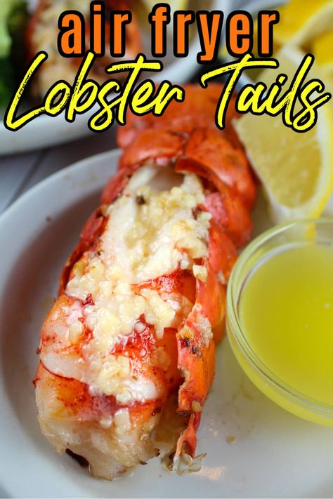 Lobster In Air Fryer, Air Fry Lobster Tail, Lobster Tails In Air Fryer, Lobster Tail Recipe Air Fryer, Air Fryer Lobster Tails, Airfryer Fish, Air Fryer Lobster, Lobster Bites, Easy Lobster Tail Recipe