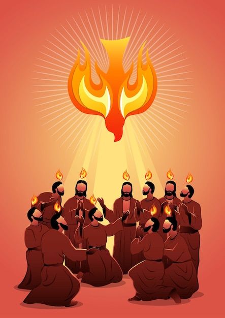 An illustration of pentecost sunday holy... | Premium Vector #Freepik #vector #god #jesus-love #christian-background #christian-religion Holy Spirit Images, Pentecost Sunday, Bible Artwork, Christian Illustration, Christian Graphic Design, Jesus Drawings, Bible Verse Background, Christian Backgrounds, Bible Images