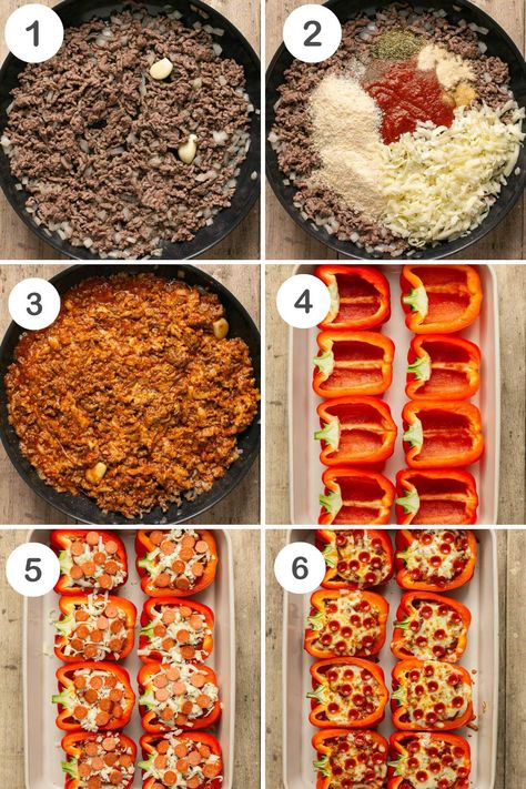 Low Carb Pizza Stuffed Peppers with Ground Beef | Healthy Little Peach Stuffed Pepper Pizza, Ground Beef Healthy, Stuffed Peppers With Ground Beef, Pizza Stuffed Peppers, Stuffed Red Peppers, Healthy Little Peach, Stuffed Pepper Recipe, Low Carb Stuffed Peppers, Stuffed Peppers Beef