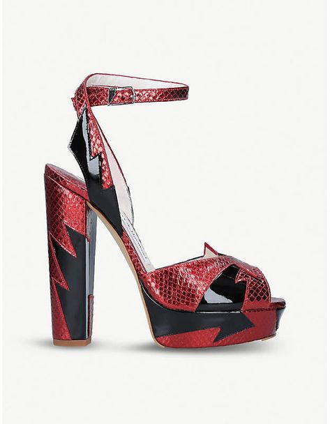 TERRY DE HAVILLAND Zia metallic snake-effect leather heeled #sandals! Terry De Havilland Shoes, Snake Shoes Heels, Luxury Metallic Leather High Heels, Terry De Havilland, Elegant High Heels With Snake Print, Elegant Snake Print High Heels, Leather Snake Print Heels, Snake Skin Shoes, Leather Heels Sandals