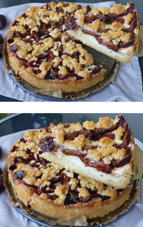 German Plum Cake Recipe, Plum Kuchen Recipe, Plum Crumble Cake, German Plum Kuchen Recipes, Easy Plum Cake Recipe, Spiced Plum Cake, German Plum Cake With Streusel, Austrian Plum Cake, Plums Recipes Dessert