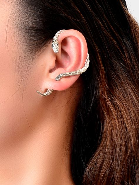 1pc Rhinestone Decor Snake Design Ear WrapI discovered amazing products on SHEIN.com, come check them out! Cuffs Earrings, Snake Ear Cuff, Ear Wrap Earrings, Snake Ears, Ear Crawler Earrings, Ear Climbers Earrings, Crawlers Earrings, Pixie Hair, Snake Earrings