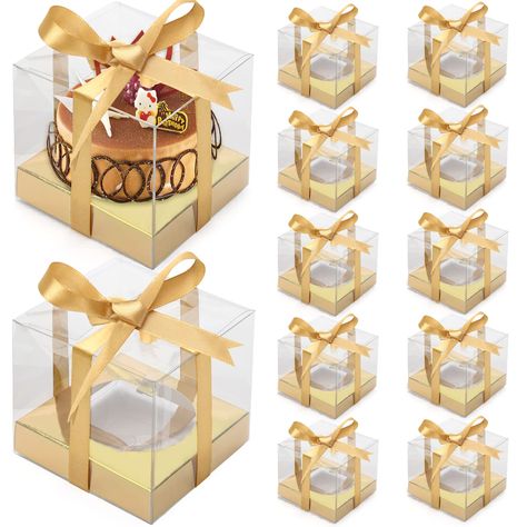 PRICES MAY VARY. 🎂【Package and Size】12 x clear cupcake single boxes + 12 x cupcake inserts + 12 x re-cut ribbon. Single cupcake box size:3.6"L x 3.6"W x 4.5"H. Sufficient quantity and appropriate size enough to use and share with your friends, families 🎂【Safe and Durable】The individual cupcake containers are made of quality food-grade PET material, healthy and environment-friendly, non-toxic, tasteless, safe and durable, and easy to transport. The folding packaging makes it easy to assemble, i Cupcake Holder Ideas, Folding Packaging, Single Cupcake Boxes, Cupcake Container, Cupcake Carrier, Clear Gift Boxes, 18th Bday, Cupcake Gift, Buffet Set