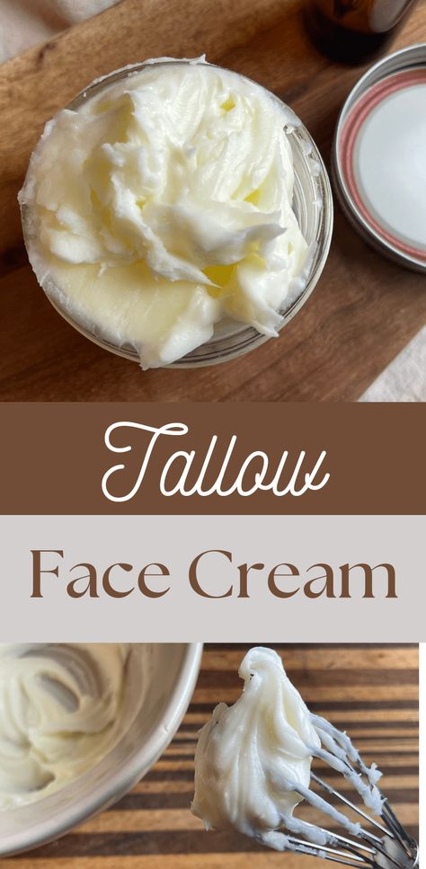 DIY Tallow Face Cream - Diy Tallow, Tallow Face Cream, Moisturizer Recipe, Tallow Moisturizer, Tallow Recipe, Face Cream Diy, Face Cream Recipe, Diy Face Moisturizer, Diy Body Butter