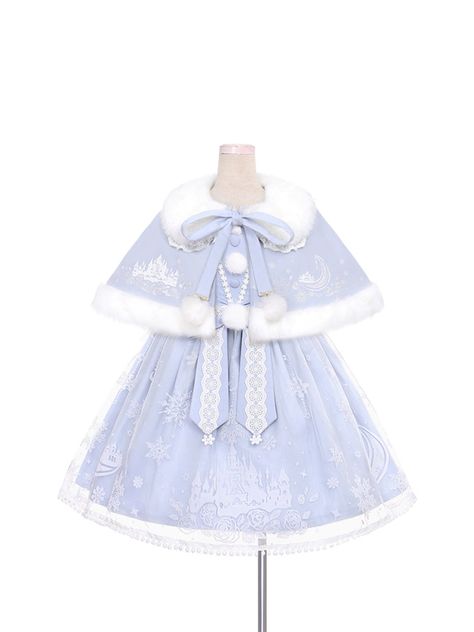 S/M Pink/Blue Kawaii Snow Fluffy Princess Dress and Cloak SS2279 Material: Cotton , polyester Color: Pink/Blue Size : S M Size Chart Size/cm Bust Dress Length Waist Cloak Length S=0 76-98 94 78-90 32 M=1 81-105 96 83-95 34 Snowy Castle, Fluffy Princess Dress, Dress And Cloak, Castle Night, Gaun Abad Pertengahan, Snow Moon, Light Blue Suit, Cap Cut, Rose Bleu