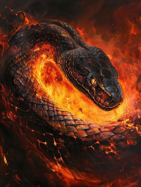 Celtic Monsters, Mythology Monsters, Constrictor Snake, Huge Snake, Fire Snake, Magical Fairies, Snake Wallpaper, World Building, Neck Tattoos