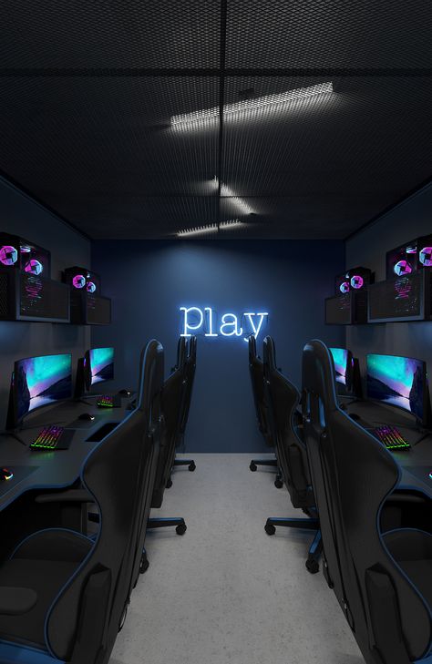 Gaming Reception Design, Game Centre Design, Gaming Studio Design, Vr Gaming Setup, Game Net Club Design, Game Cafe Design Interior, Gaming Cafe Interior Design, Gamenet Design, Gaming Shop Design